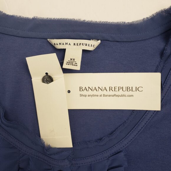 Banana Republic XS Blue Ruffle Buttons Womens Top Blouse Long Sleeve NWT - Picture 4 of 15